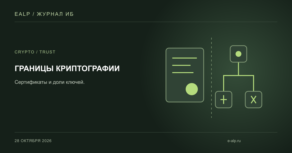 Редакционная иллюстрация: сертификат и иерархия ключей разделены границами доверия